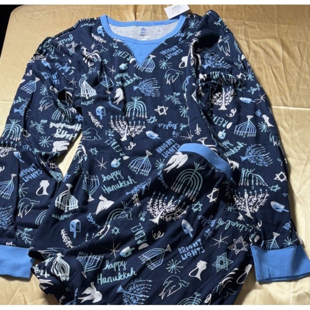 Universal Tread unisex Blue Hanukkah 2pc pajama set size 1XL